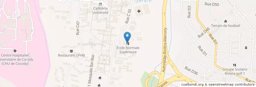 Mapa de ubicacion de École Normale Supérieure en 科特迪瓦, 阿比让, Cocody.