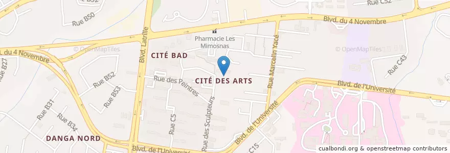 Mapa de ubicacion de Groupe Scolaire Cité des Arts en Кот-Д’Ивуар, Абиджан, Cocody.