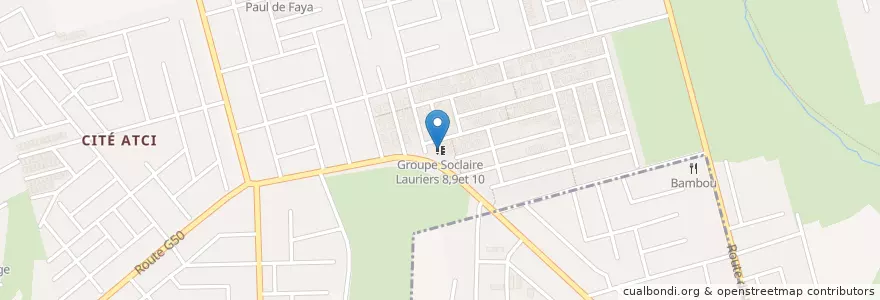 Mapa de ubicacion de Groupe Soclaire Lauriers 8,9et 10 en コートジボワール, アビジャン, Cocody.