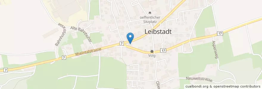 Mapa de ubicacion de Rock Cafe Adler en İsviçre, Aargau, Bezirk Zurzach, Leibstadt.
