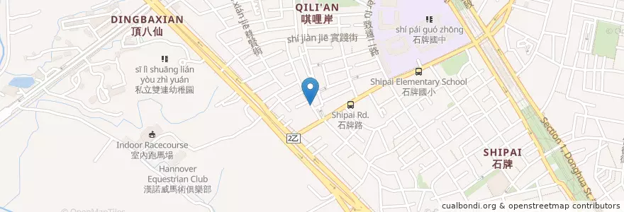 Mapa de ubicacion de 石牌手工蛋餅 en 台湾, 新北市, 台北市, 北投区.
