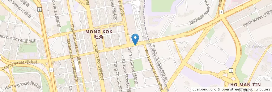 Mapa de ubicacion de Woods en 中国, 广东省, 香港 Hong Kong, 九龍 Kowloon, 新界 New Territories, 油尖旺區 Yau Tsim Mong District.