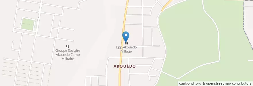 Mapa de ubicacion de Epp Akouedo Village en Côte D’Ivoire, Abidjan, Cocody.