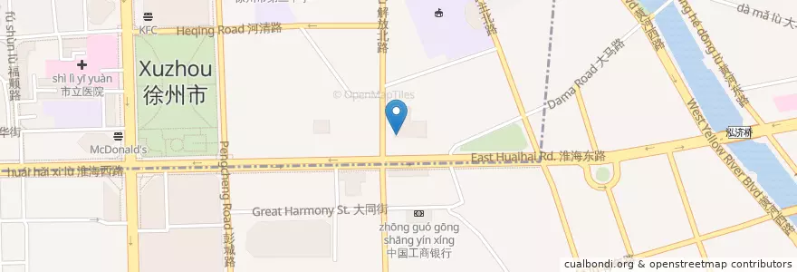 Mapa de ubicacion de 中国建设银行 en China, Jiangsu, 徐州市 / Xuzhou, 云龙区 (Yunlong).