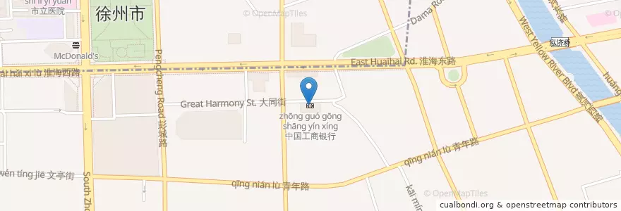 Mapa de ubicacion de 中国工商银行 en China, Jiangsu, 徐州市 / Xuzhou, 云龙区 (Yunlong).