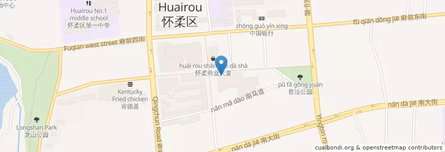 Mapa de ubicacion de 元宝街 en 中国, 北京市, 河北省, 怀柔区.