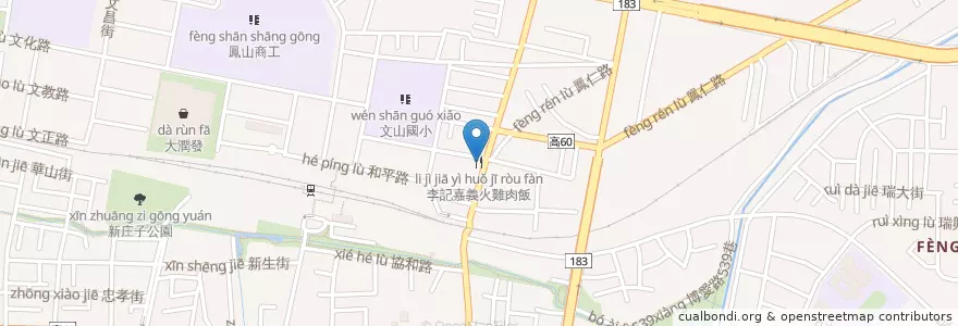 Mapa de ubicacion de 李記嘉義火雞肉飯 en Taiwan, Kaohsiung, Fengshan District.