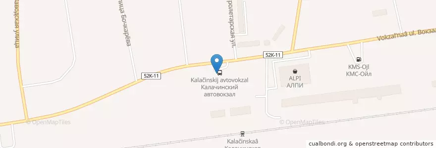 Mapa de ubicacion de Калачинский автовокзал en Rússia, Distrito Federal Siberiano, Омская Область, Калачинский Район, Калачинское Городское Поселение.