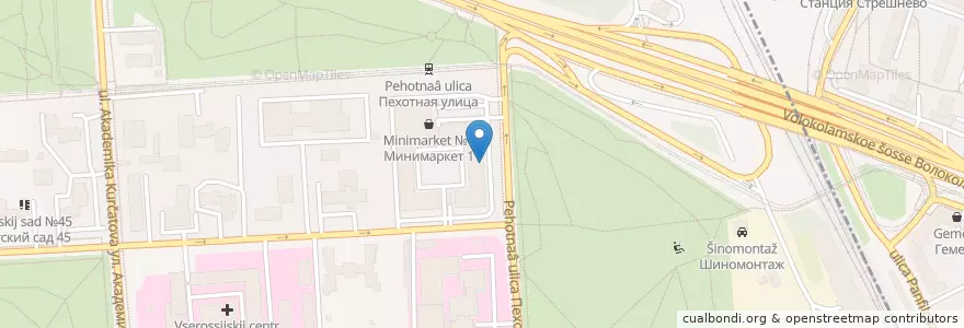 Mapa de ubicacion de Первая хирургия en Rússia, Distrito Federal Central, Москва, Северо-Западный Административный Округ, Район Щукино.