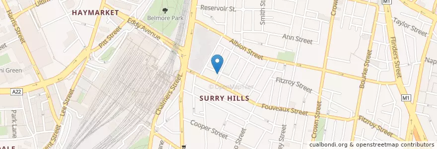 Mapa de ubicacion de Surry Hills Servo en أستراليا, نيوساوث ويلز, Council Of The City Of Sydney, Sydney.