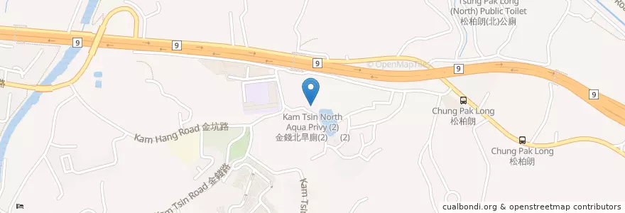 Mapa de ubicacion de Kam Tsin (North) Public Toilet en China, Hong Kong, Guangdong, New Territories, North District.