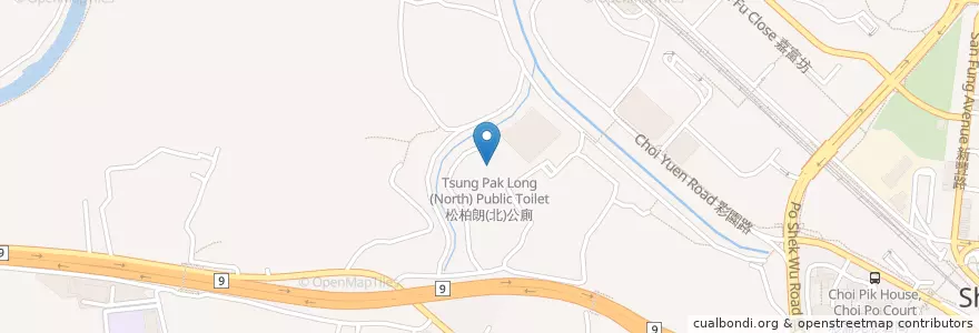 Mapa de ubicacion de 松柏朗(北)公廁 Tsung Pak Long (North) Public Toilet en الصين, هونغ كونغ, غوانغدونغ, الأقاليم الجديدة, 北區 North District.