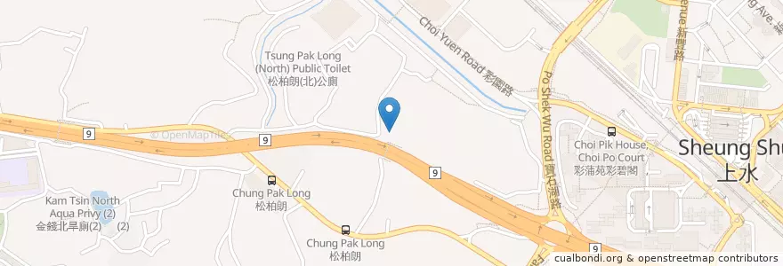 Mapa de ubicacion de 松柏朗(南)公廁 Tsung Pak Long (South) Public Toilet en Chine, Hong Kong, Guangdong, Nouveaux Territoires, 北區 North District.