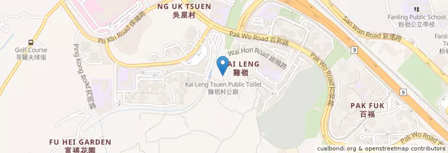 Mapa de ubicacion de Kai Leng Tsuen Public Toilet en China, Hong Kong, Guangdong, New Territories, North District.