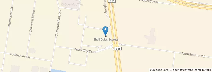 Mapa de ubicacion de Shell Coles Express en Australie, Victoria, City Of Hume.