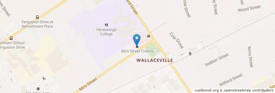 Mapa de ubicacion de Miro Street Cinema en Neuseeland, Wellington, Upper Hutt City.