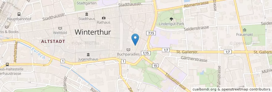 Mapa de ubicacion de La Cyma en Suiza, Zúrich, Bezirk Winterthur, Winterthur.