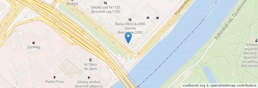 Mapa de ubicacion de Театр на набережной en Russland, Föderationskreis Zentralrussland, Moskau, Zentraler Verwaltungsbezirk, Район Хамовники.