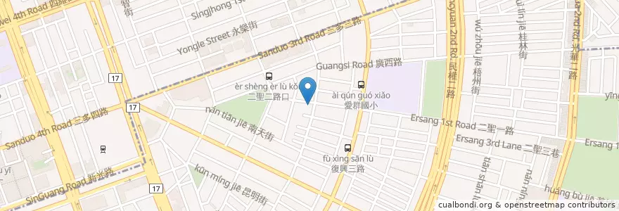 Mapa de ubicacion de 跳蚤本舖 en Тайвань, Гаосюн, 苓雅區.