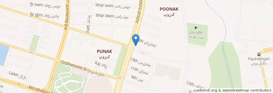Mapa de ubicacion de بانک پاسارگاد en イラン, テヘラン, شهرستان تهران, テヘラン, بخش مرکزی شهرستان تهران.