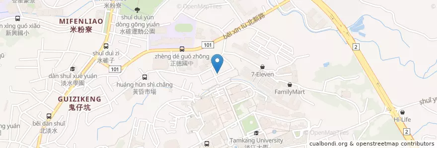 Mapa de ubicacion de 淡大鹽水雞 en Taiwán, Nuevo Taipéi, 淡水區.