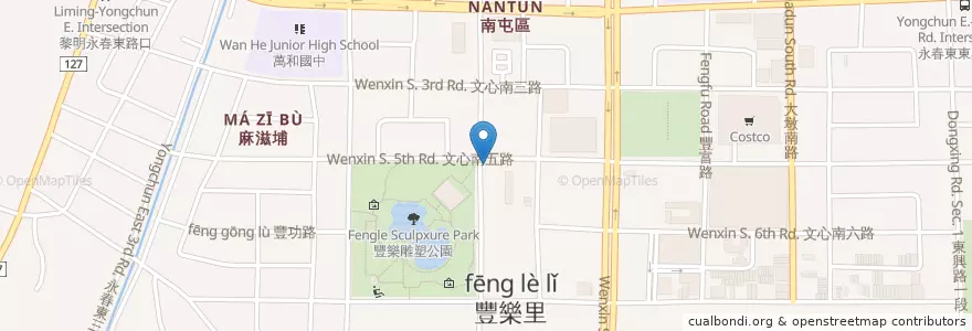 Mapa de ubicacion de 藝術社區萊爾富廁所 en 臺灣, 臺中市, 南屯區.