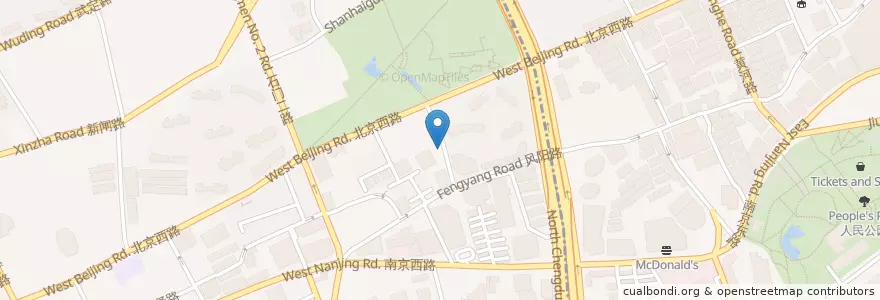 Mapa de ubicacion de 大田路（北京西路） en چین, شانگهای, 静安区.