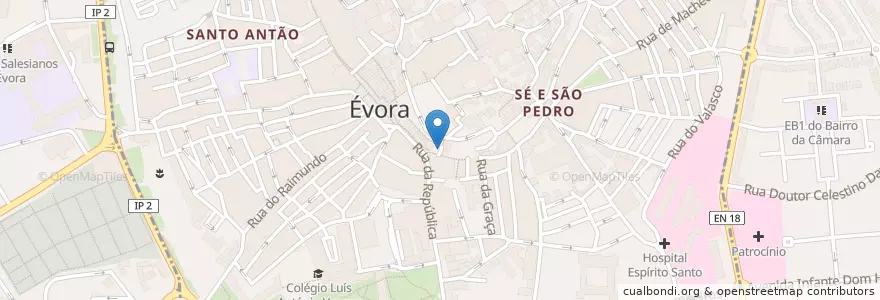 Mapa de ubicacion de Estrela Bar en 葡萄牙, Alentejo, Alentejo Central, Évora, Évora, Bacelo E Senhora Da Saúde, Évora.
