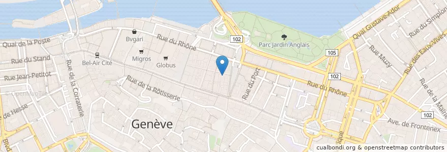 Mapa de ubicacion de le thermomètre en Suíça, Genève, Genève, Genebra.