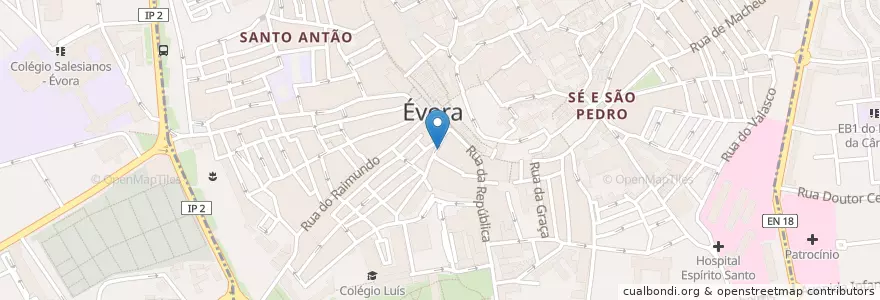 Mapa de ubicacion de Bifanas de Vendas Novas en Португалия, Алентежу, Алентежу-Сентрал, Évora, Évora, Bacelo E Senhora Da Saúde, Évora.