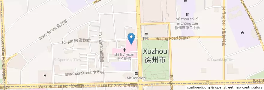 Mapa de ubicacion de 市立医院门诊楼 en 中国, 江苏省, 徐州市, 鼓楼区.