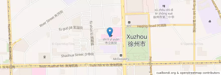 Mapa de ubicacion de 市立医院住院部 en 中国, 江苏省, 徐州市 / Xuzhou, 鼓楼区 (Gulou).