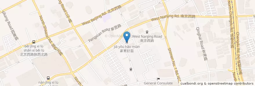 Mapa de ubicacion de 家有好面 en 中国, 上海市, 静安区.