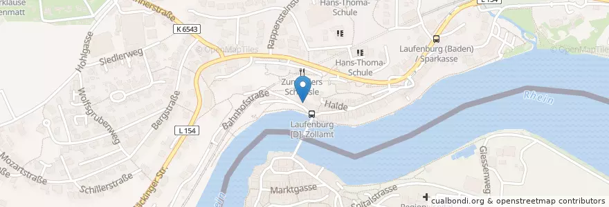 Mapa de ubicacion de Restaurant Athen en Deutschland, Baden-Württemberg, Regierungsbezirk Freiburg, Landkreis Waldshut, Laufenburg (Baden).