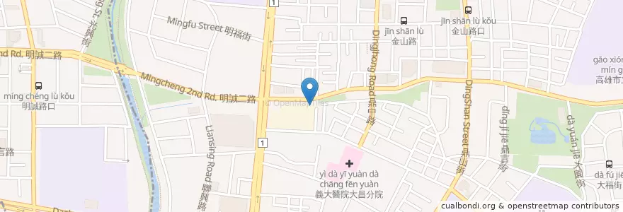 Mapa de ubicacion de 田中板前-深夜食堂 en Тайвань, Гаосюн, 三民區.