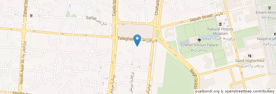 Mapa de ubicacion de پارکینگ طالقانی en 이란, استان اصفهان, شهرستان اصفهان, بخش مرکزی شهرستان اصفهان, اصفهان.