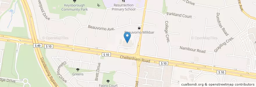Mapa de ubicacion de Keysborough Hotel en Australien, Victoria, City Of Greater Dandenong.