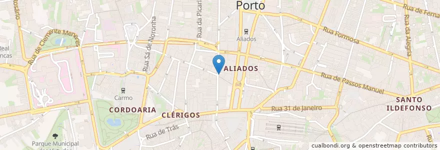 Mapa de ubicacion de Hard Rock Café en Portugal, Norte, Área Metropolitana Do Porto, Porto, Porto, Cedofeita, Santo Ildefonso, Sé, Miragaia, São Nicolau E Vitória.