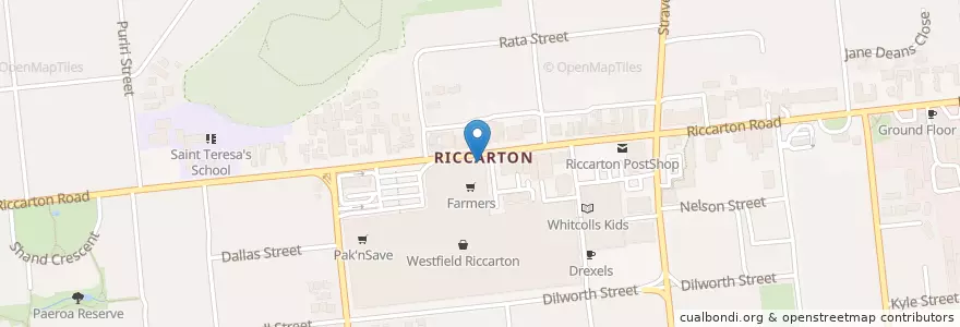 Mapa de ubicacion de Metro Lounge en Yeni Zelanda, Canterbury, Christchurch City, Halswell-Hornby-Riccarton Community.