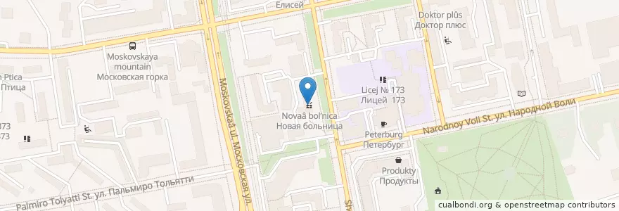 Mapa de ubicacion de Новая больница en ロシア, ウラル連邦管区, スヴェルドロフスク州, エカテリンブルク管区.