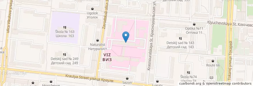 Mapa de ubicacion de Новая больница en ロシア, ウラル連邦管区, スヴェルドロフスク州, エカテリンブルク管区.