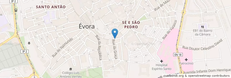 Mapa de ubicacion de Sabores da terra en 포르투갈, Alentejo, Alentejo Central, Évora, Évora, Bacelo E Senhora Da Saúde, Évora.