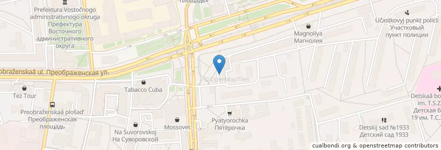 Mapa de ubicacion de Почта Банк en Россия, Центральный Федеральный Округ, Москва, Восточный Административный Округ, Район Преображенское.