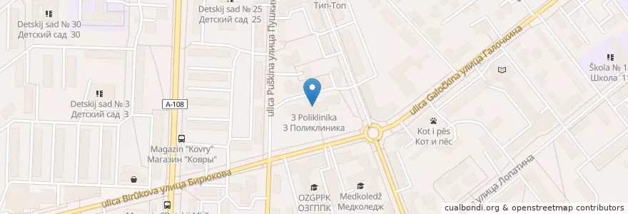Mapa de ubicacion de 3 Поликлиника en ロシア, 中央連邦管区, モスクワ州, Орехово-Зуевский Городской Округ.