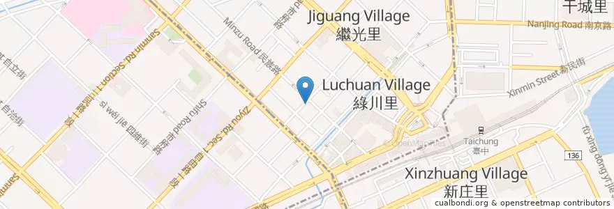 Mapa de ubicacion de Taichung bank en 臺灣, 臺中市, 中區.