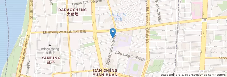 Mapa de ubicacion de 蔡家嘉義火雛肉飯 en 臺灣, 新北市, 臺北市, 大同區.