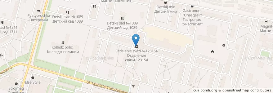 Mapa de ubicacion de Отделение связи №123154 en Russia, Central Federal District, Moscow, North-Western Administrative Okrug, Khoroshyovo-Mnyovniki District.