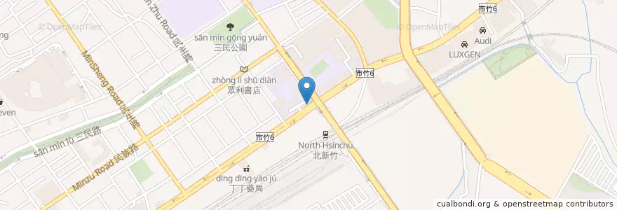 Mapa de ubicacion de 北新竹火車站(新竹高工) en Тайвань, Тайвань, Синьчжу, 東區.