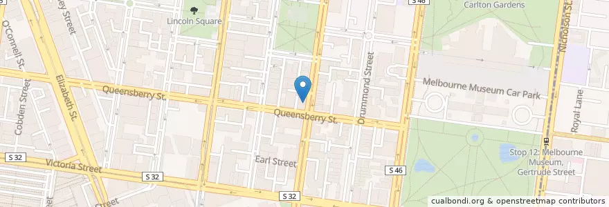 Mapa de ubicacion de Toto's Pizza en Avustralya, Victoria, City Of Melbourne.