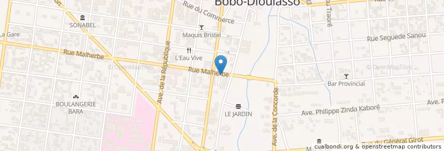 Mapa de ubicacion de Commissariat central de Bobo en Burkina Faso, Hauts-Bassins, Houet.